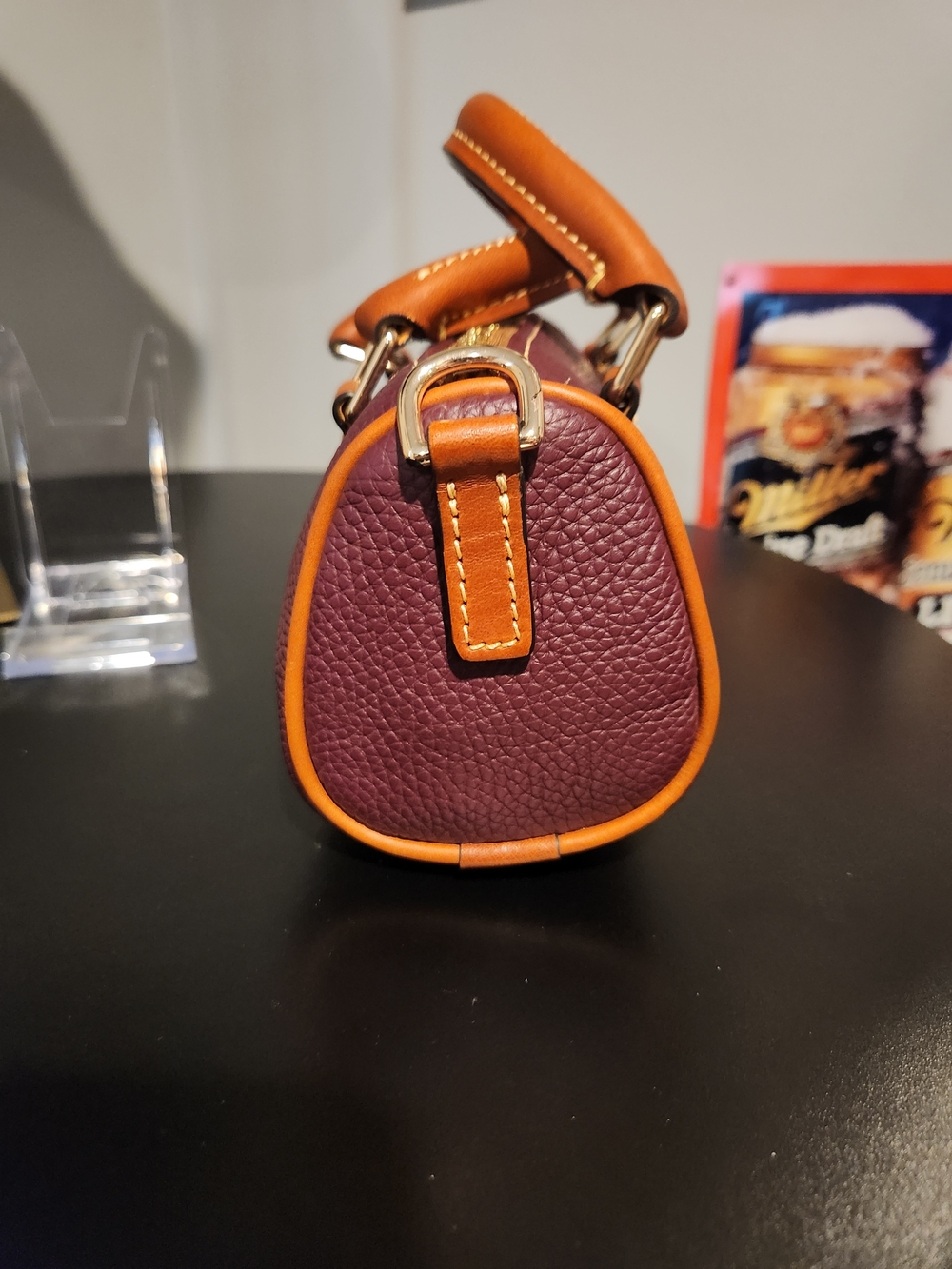 Dooney & Bourke Mini Barrel Crossbody Bordeaux Leather (R2628 BX) - Picture 4 of 10
